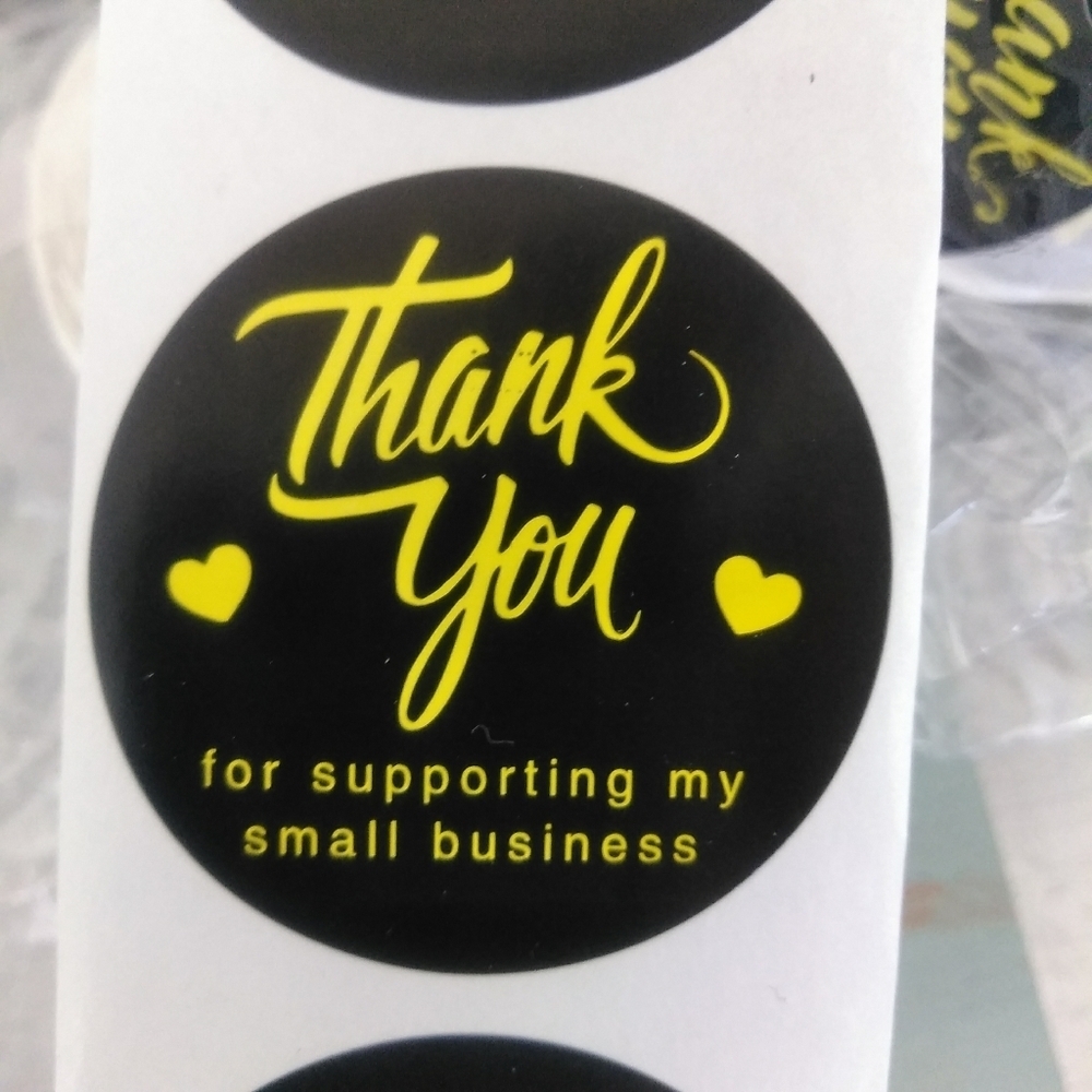 STICKERS STATIONARY 500ct.-1.5" Thank You Variety Packaging Round Black Stickers